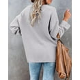 thumbnail image 2 of Fall Winter Women Long Sleeve V-neck Cable Knit Sweater Button Pullover, 2 of 4