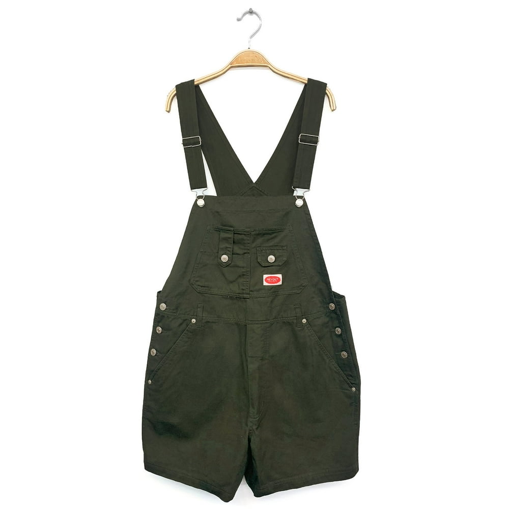 Revolt Revolt Women's PLUS SIZE Classic Soft Canvas Twill Short Overalls (20, Olive) Walmart