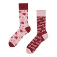 thumbnail image 1 of WEAIXIMIUNG Ruffle Socks for Girls Women's Valentine's Day Socks Heart Shaped Contrasting Color Medium Length Socks, 1 of 4