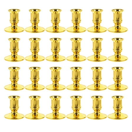 NICEXMAS Creative Candleholder Elegant Golden 24Pcs Plastic Pillar Candle Stand