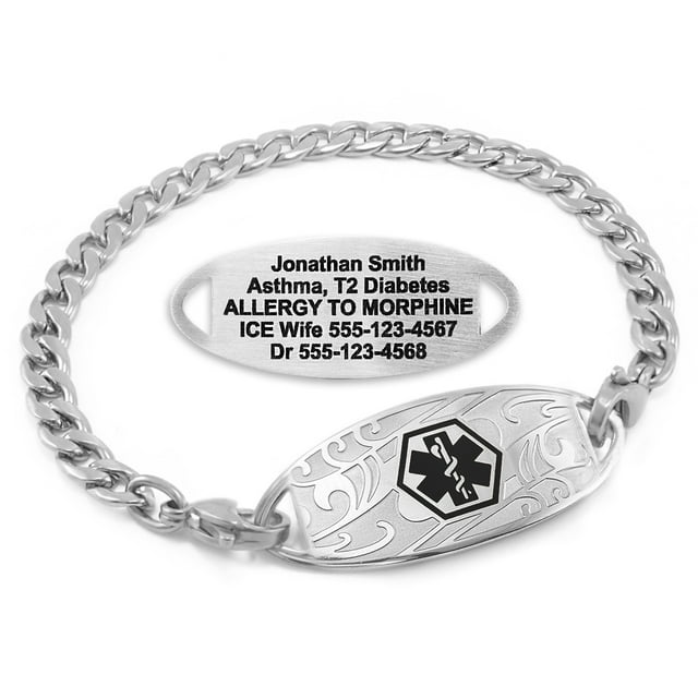 MedicEngraved Stainless Steel Custom Medical Alert Bracelet - 5mm Curb Link