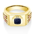 thumbnail image 2 of Gem Stone King 2.86 Ct Blue Sapphire Pink Sapphire 18K Yellow Gold Plated Silver Men's Ring (Size 11), 2 of 4