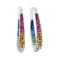 thumbnail image 2 of Brilliance Fine Jewelry Women's Sterling Silver Bali Small Beaded Endless Hoop Earrings, 2 of 4