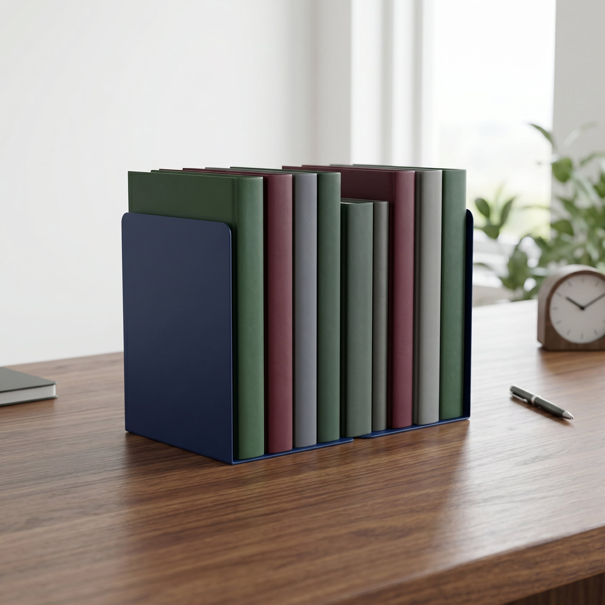 Unique Bargains Expandable L-Shaped Bookends with Compartments Home 2 Pcs Bicheng Blue 5.2"L x 4.1"W x 7.7"H