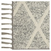 Mainstays Diamond Microfiber Plush Non-Skid Indoor 30 x 45 Accent Rug with Fringe - Grey/Ivory