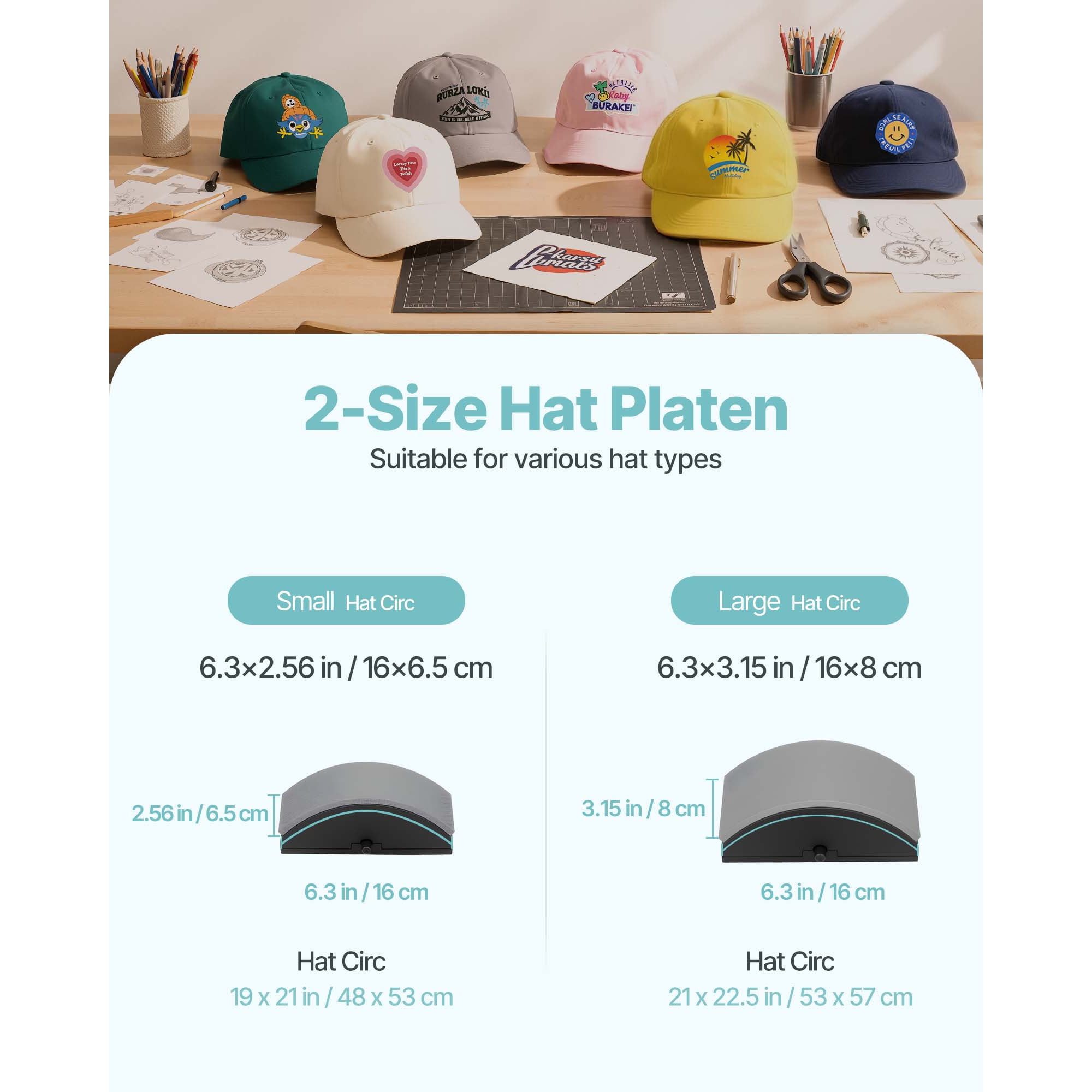 KFFKFF Hat Heat Press Machine with Dual Interchangeable Platens, Accurate Temperature and Time Settings, Ideal for HTV and Sublimation on Caps, Headbands, Cuffs, Face Masks, and More, Green