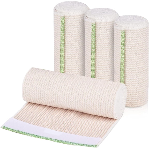 Elastic Bandage Wrap 6 Inch Compression Wrap Bandage with Self-Closure Washable Wide Elastic Bandages for Legs Tummy Body 4 Pack 6" Wide x 15 Feet