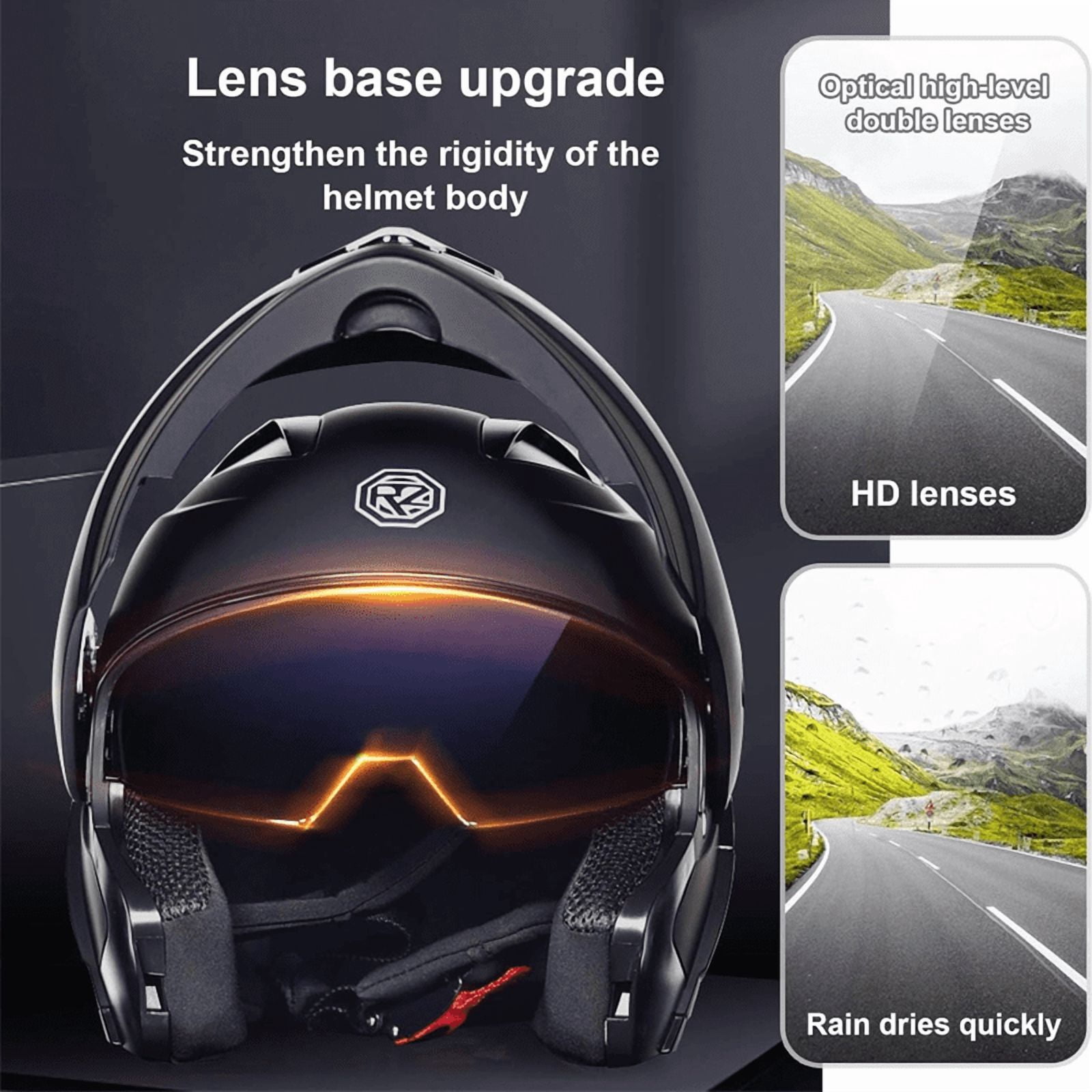 DOCRELD Bluetooth Modular Motorcycle Helmet,Motorcycle Helmet,DOT Approved,Dual Visor Full Face Flip up Integrated Motorcycle Helmets,Built-in Dual Speaker Microphone,Waterproof Adults Men Women