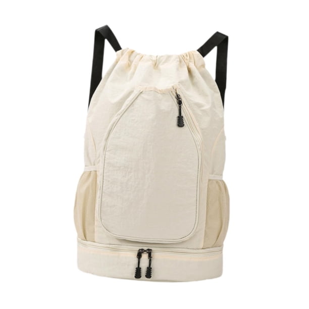 Mochila deportiva para baloncesto, equipo con compartimento para zapatos, mochila de tenis, bolsa para raqueta de bádminton, para acampar, para hombre Beige Blanco