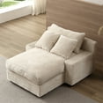 thumbnail image 6 of Aukfa 55" Oversized Chaise Corduroy Sofa Plush Chair Bed for Living Room Bedroom, 3 Pillows, Beige, 6 of 10