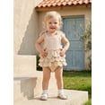 thumbnail image 6 of BemeyourBBs Newborn Baby Girl Summer Clothes Cute Infant Baby Girl Cotton Linen Outfit Bubble Romper 0 3 6 12 18 Months Strap Tie-up Sleeveless Layered Bodysuit Jumpsuit Playsuit, 6 of 9
