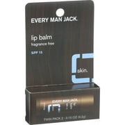Every Man Jack Lip Balm - Fragrance Free - SPF 15 - Twin Pack - 2 Count - .15 oz