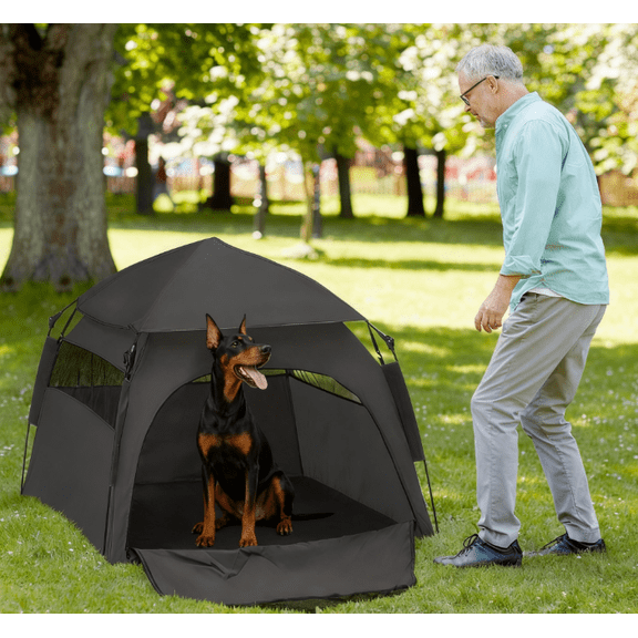Acpouw Dog Tent with Carry Bag, for Beach, Backyard, Home, Dark Gray