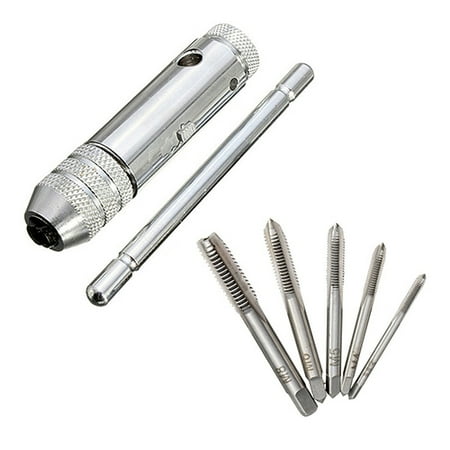 

Yesbay T-Handle Ratchet Tap Wrench with 5 Pcs M3-M8 Machine Screw Thread Metric Plug Tap