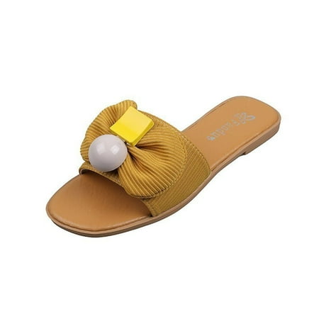 

Hvyesh Deals of The Day Summer New Style Sandals Casual Beach Slippers with Bow Summer Sandals for Women Open Toe Beach Shoes Fashion Anti-slip Sandals