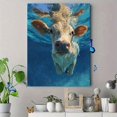 thumbnail image 4 of Cute Cow Swimming Underwater Oil Canvas Print, Wall Art for Living Room Bedroom Bathroom Kitchen Office Study Home, 4 of 8