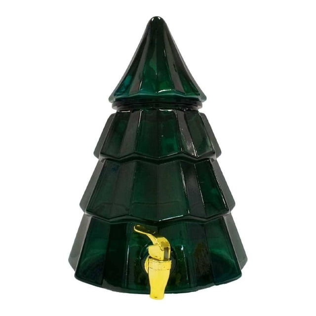 Dispensador Holiday Time de Vidrio en Forma de Árbol de Navidad para Bebidas Frías de 5.5 Litros