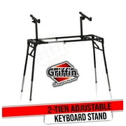 Griffin DJ Coffin Workstation Stand - 2 Tier Double Table Top Keyboard and Laptop Holder - Duel Level Multi-Purpose Portable Studio Mixer Mount for Turntables, Speakers, Pro-Audio Gear PA Equipment