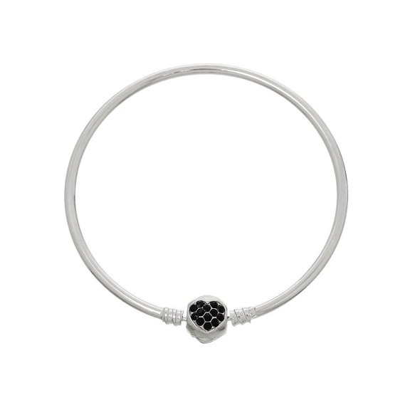 European Style Bangle Bracelet With Heart Clasp And Rhinestones
