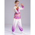thumbnail image 2 of Miutii Kids Boys Girl Kung Fu Suit Unisex Dragon Printed Tai Chi Outfit Long Sleeve Tops with Pants Purple 150, 2 of 9