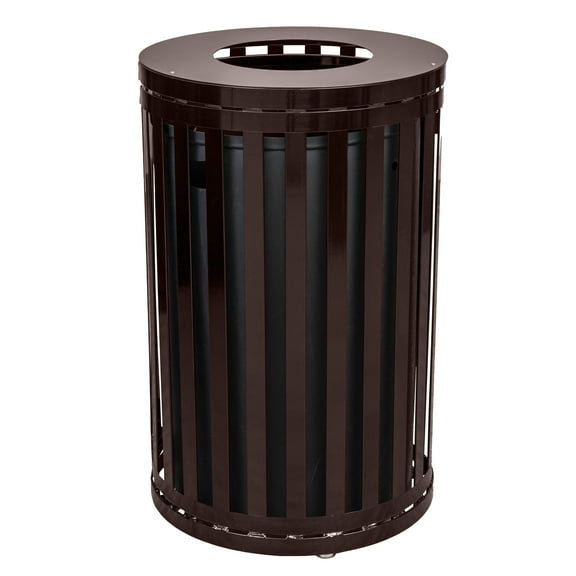 Sturdy Essentials Large 45 Gallon Outdoor Metal Streetscape Trash Can built for Public Spaces, Sidewalks, Cities, and Commercial Use - Brown