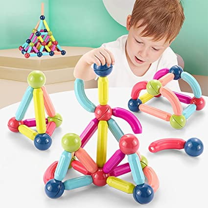 Juego de 36 bolas y varillas magnéticas, barras de construcción magnéticas, bloques de construcción, fichas, juguetes apilables para niños a partir de 3 años (36 piezas)