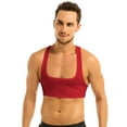 thumbnail image 2 of TSSOE Men's Sleeveless Y Back Muscle Half Tank Top Vest Tee T-Shirts Crop Tops Sports Bras Red XL, 2 of 7
