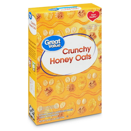(3 Pack) Great Value Crunchy Honey Oats Cereal, 18 (Mom's Best Cereal Mallow Oats)