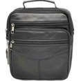 thumbnail image 4 of Men's Shoulder Bag, Black, Adjustable Strap, Natural Leather, 4 of 5