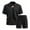 Black, variant on Mens Luxury Textured Jacquard 2 Piece Set Classic Polo Shirt And Elastic Waist Shorts Soft Lightweight Summer Athletic Lounge Outfit Light Gray XL
