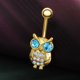 thumbnail image 2 of Lindo chapado en oro Animal búho diamantes de imitación vientre ombligo anillo joyería Piercing del cuerpo (poste de oro), 2 of 5