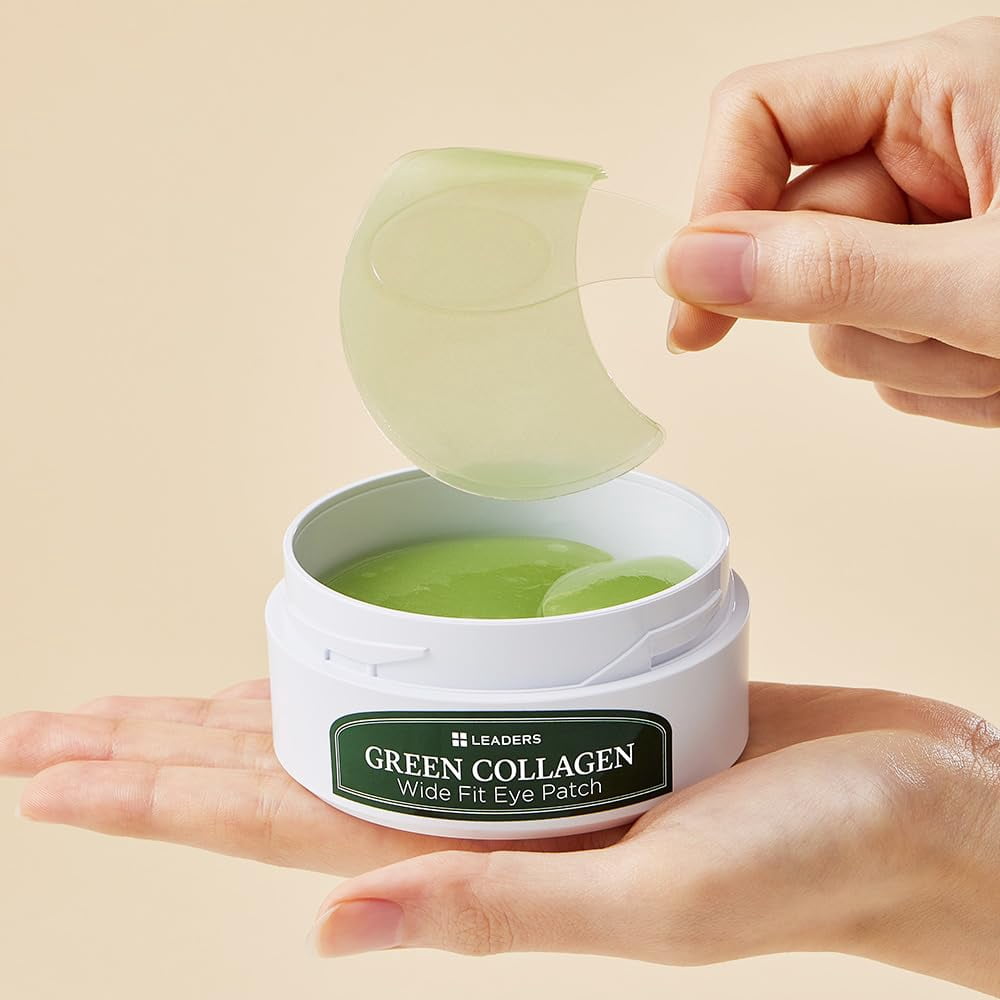 LEADERS Green Collagen Wide Fit Eye Patch – Vegan Hydrogel Firming Eye Patch, Deep Absorption, Helps Improve Fine Lines, Anti-Aging, Firming & Wrinkle Care, Gentle Formula for Sensitive Skin - 96g