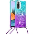 thumbnail image 2 of case for Xiaomi Redmi Note 10 Pro Cute Case with Strap Crossbody Gradient Quicksand Bling Sparkle Flowing Liquid Floating with Neck Cord Lanyard Strap Case for Redmi Note 10 Pro Max LSGS Bluish Violet, 2 of 7