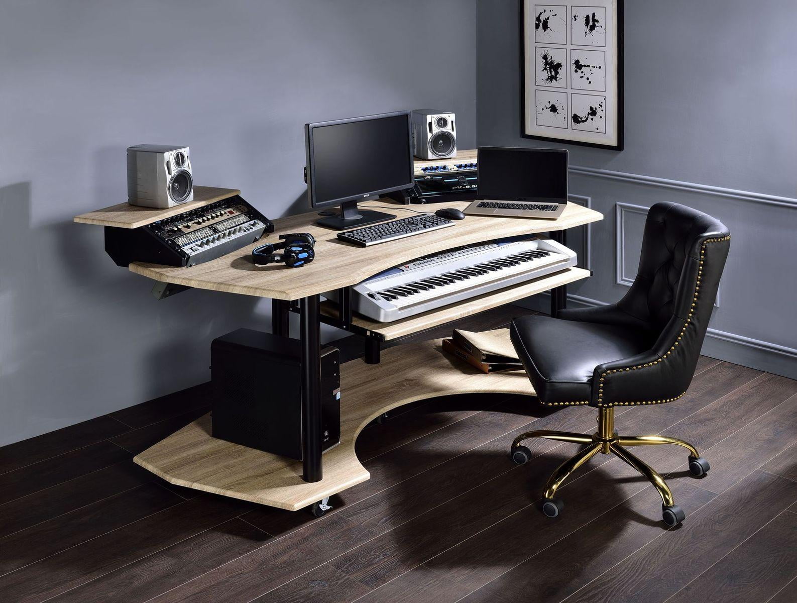 Acme Furniture Eleazar Music Recording Studio Desk, Natural Oak -  