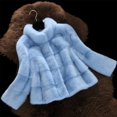 thumbnail image 2 of Herrnalise Women's Faux Fur Coat Shearling Fluffy Fuzzy Shaggy Hood Sherpa-Lined Fleece Jacket Blue,L, 2 of 5