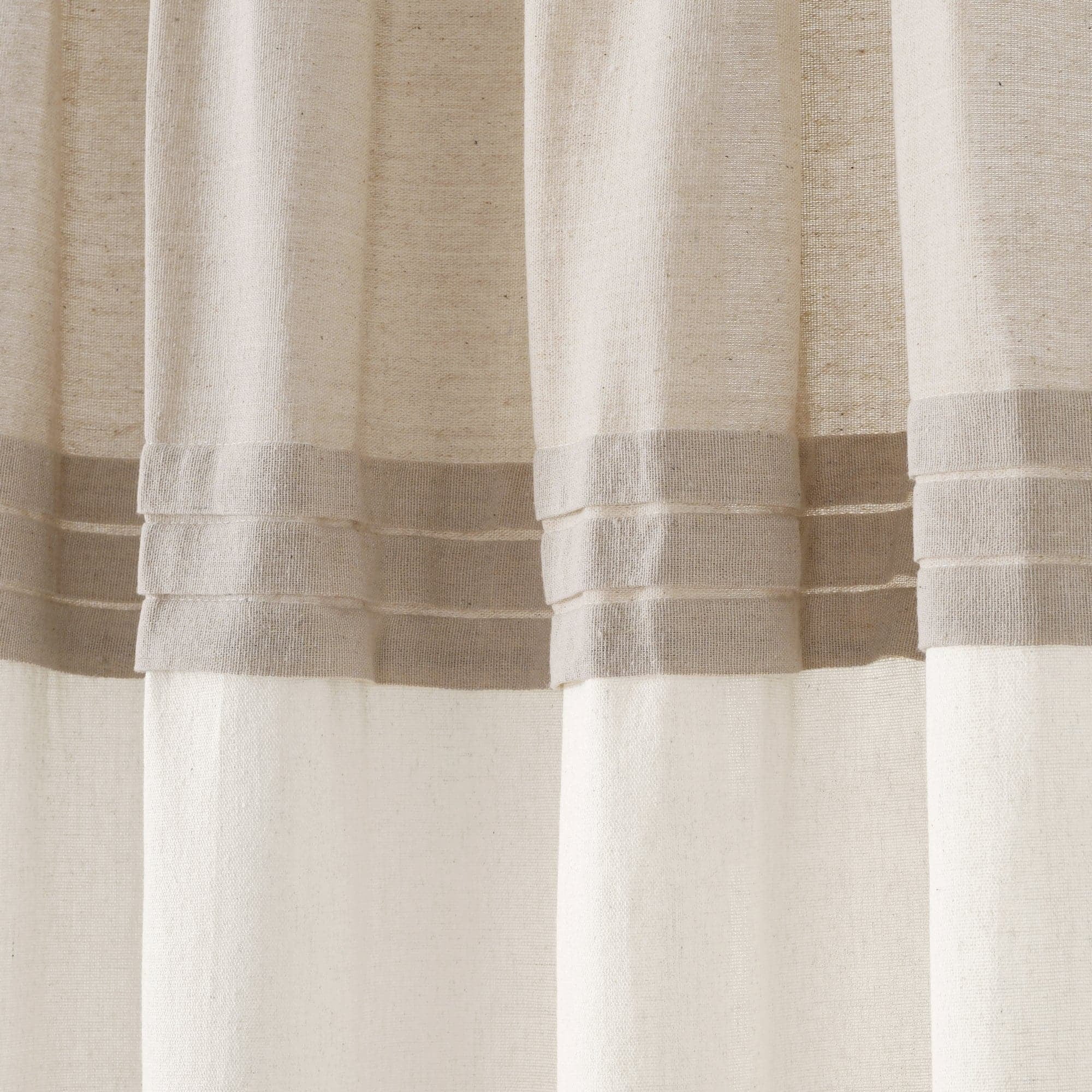 Lush Decor Farmhouse Fau X Linen Colorblock Pleated Single Window Curtain Panel - Blue/OffWhite - 40 X 84
