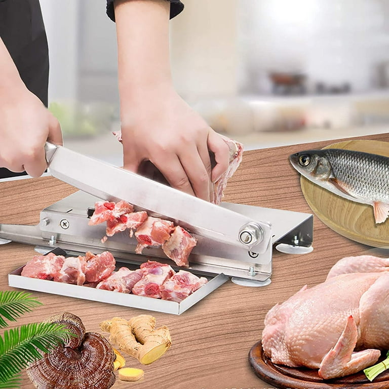 Miumaeov Manual Frozen Meat Slicer, Stainless Steel Meat Cutter, Bone  Cutter Manual Ribs Chopper for Fish Chicken Beef Frozen Meat Home Cooking 
