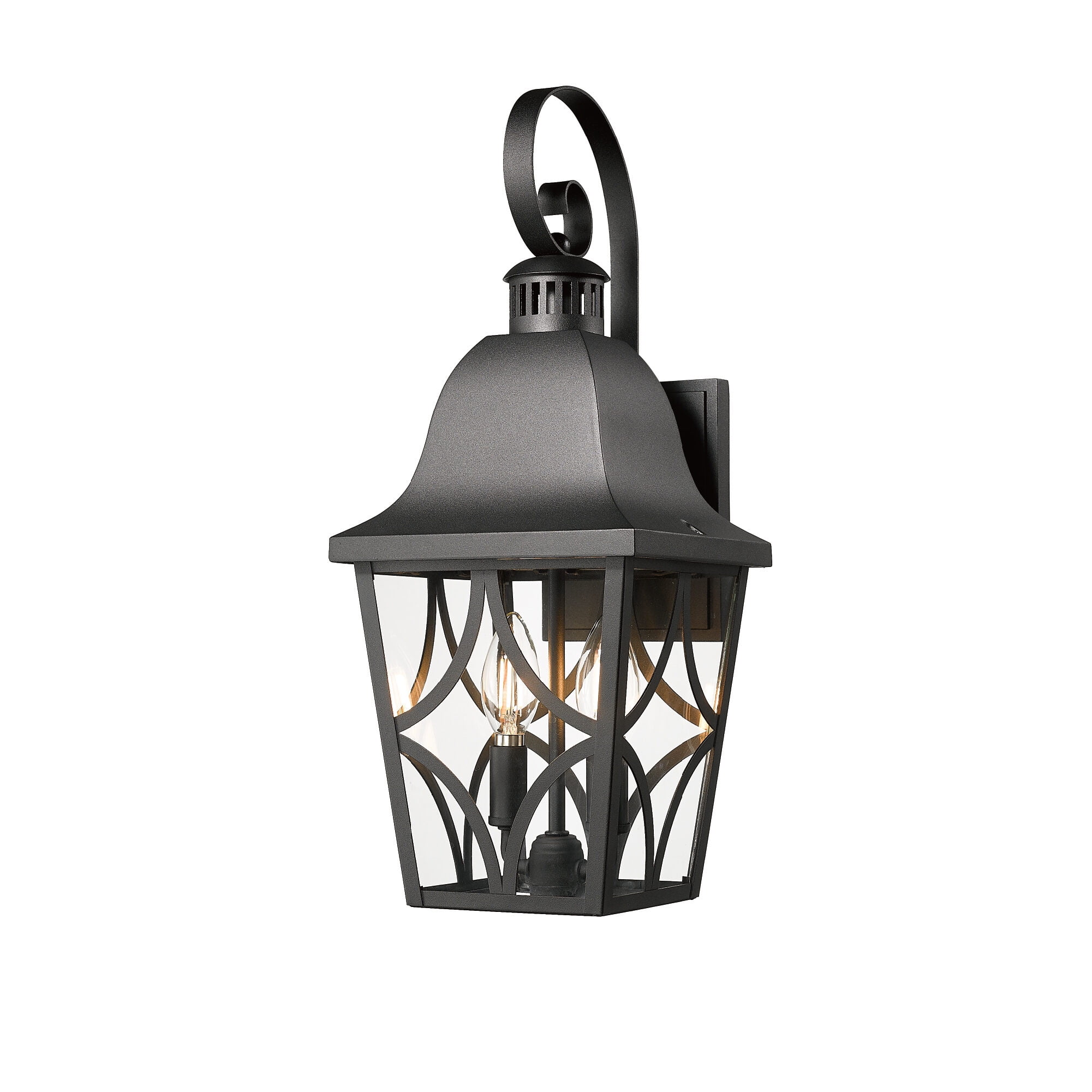 Outdoor Wall Light Fixtures, Waterproof Exterior Wall Sconce Porch Lights, Matte Black Outdoor Wall Lantern with Clear Glass, Outside Wall Mount Lighting for House, Garage, Front Door (2 pack)