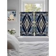 thumbnail image 4 of Tier Curtains 45 Inches Long, Navy Blue Brown Boho Window Treatment Curtain Drapes, Vintage Geometric Southwestern Small Curtain Drapes for Bathroom Laundry Room, 27.5"x45", 2 Panels, 4 of 7
