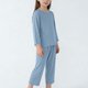 thumbnail image 2 of Top de Manga Larga Y Pantalones de Cintura Elásticos para Niños Color Sólido Cuello Redondo Home Wear, Mezcla de Algodón Suave Casual, 2 of 8