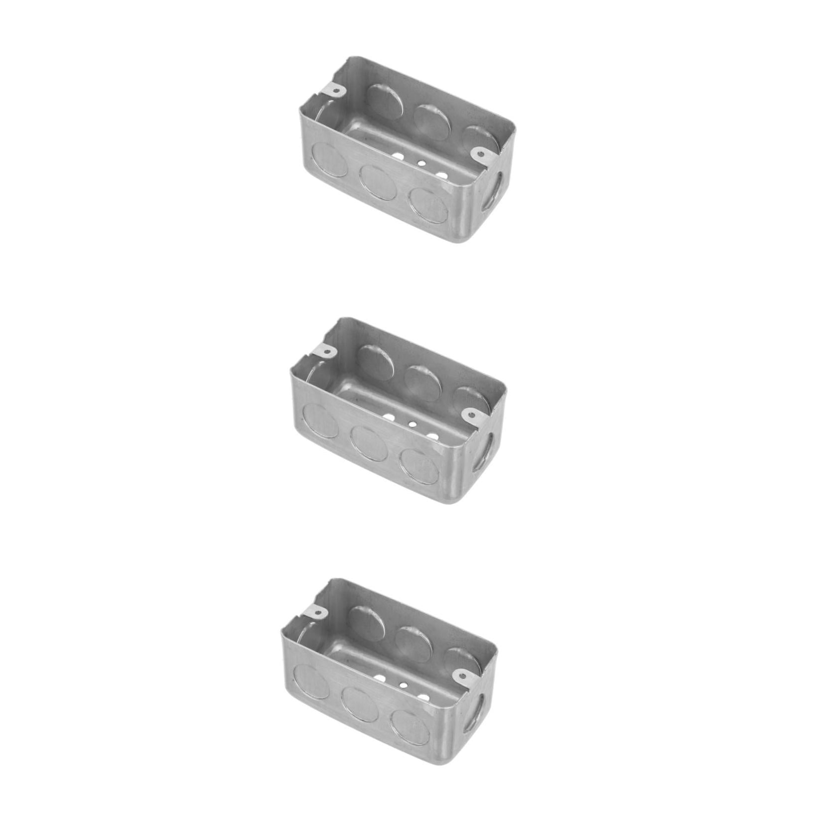 Worgeous 3pcs Metal Electrical Box Single Gang Electrical Box Deep Junction Box Metal Galvanized Electrical Box Drawn Construction