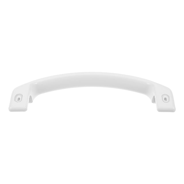 runrotoo plastic appliance handle for fridge door replacement with universal fit design manija de plástico blanca para puerta de refrigerador, vista frontal centrada con curvatura ergonómica y extremos rectangulares con orificios de montaje visibles; dimensiones 22 x 7.5 x 3 cm, acabado liso en plástico resistente, reemplazo universal para mini refrigeradores y congeladores y montaje DIY sin herramientas.