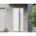 thumbnail image 2 of Front Exterior Prehung Frosted Glass Steel Door 36 x 80 inches Left-Hand / Deux 1713 White Enamel / Stainless Inserts Single Modern Painted, 2 of 3