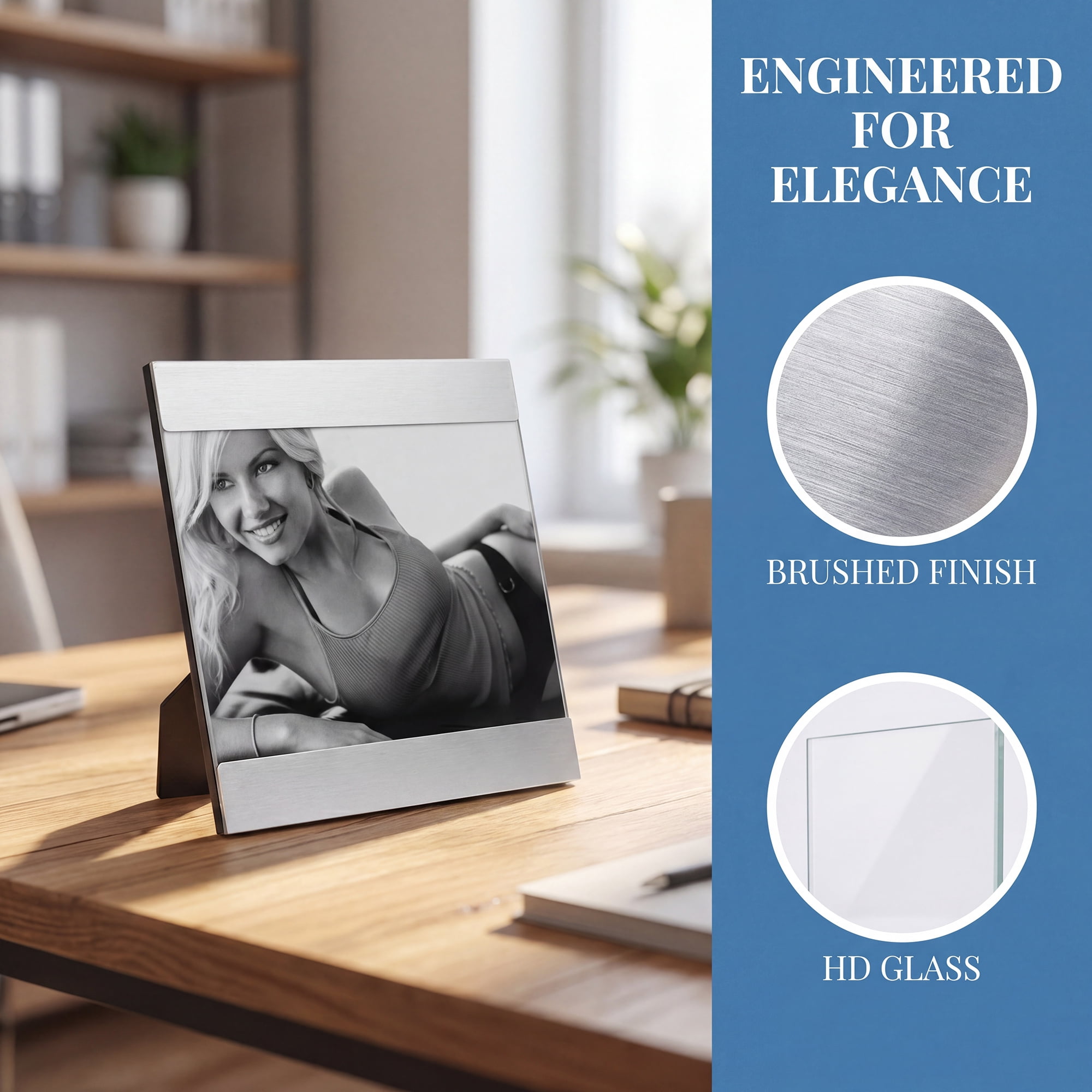 Unique Bargains Metal Picture Frame Premium Memorial Photo Frame Horizontal Silver 4" x 6"