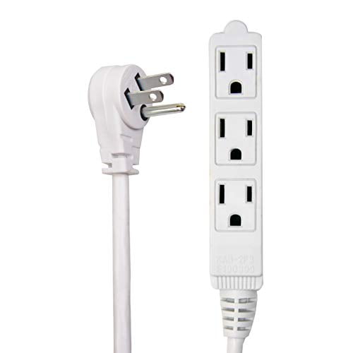 8Ft Flat Angle Plug 3 Outlet 3 Prong Power Extension Cord Cable Indoor 16/3 