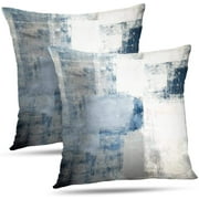 Set of 2 Grey Throw Pillow Covers Blue and Grey Art Decorative Cushion Cover for Home Bedroom Sofa Living Room 16X16 Inches