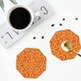 thumbnail image 4 of Honeii Orange Glitter print Leather Coaster Set of 4, ideal for safeguarding your furniture from drinks spills and effortless cleanup-Octagon, 4 of 6