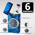thumbnail image 3 of COMANYI Electric Lighter with Plasma Arc, Windproof USB Rechargeable Lighter with Cool Design, Clock Dial, Flashlight, Power Display for Outdoor Daily Use, Gift for Men Women (Eagle, Blue), 3 of 6