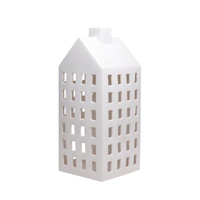 Benzara BM153887 Stylish Decorative Ceramic Candle Lantern, White