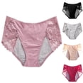 thumbnail image 3 of Minjewel Ladies' Breathable Lace Menstrual Period Underwear, Lace Detail Hygiene Pants for Women, Comfortable Period Panties,Wine,XL, 3 of 3
